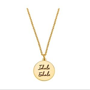 Sale 3 for $12 - Inhale Exhale Necklace in Gold NIB